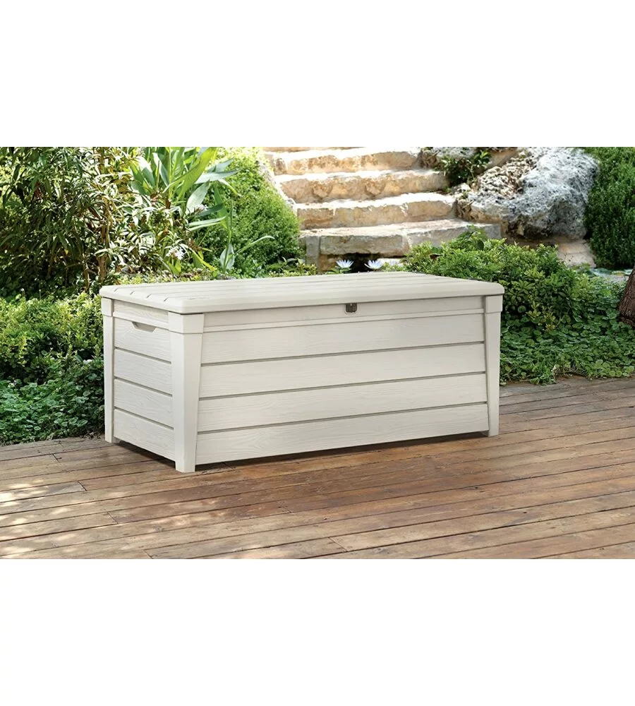 Baule keter "brightwood pool box" in resina bianco, 145x69,7x60,3 cm